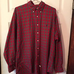 Ralph Lauren Red & Green Plaid Button Down Mens L